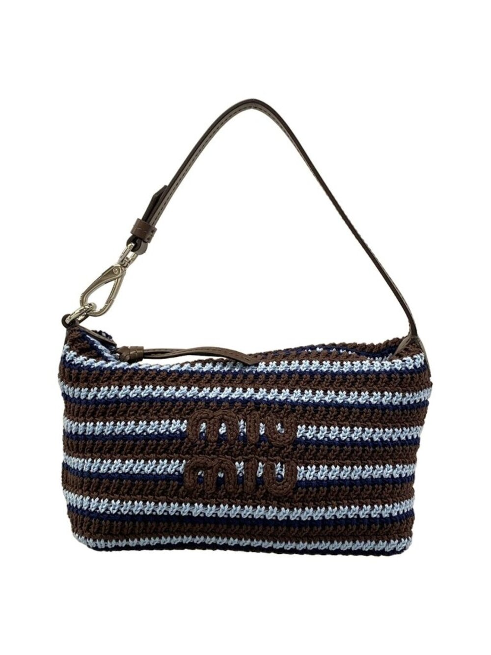 Miu Miu Handbag Spirit Dark Brown Light Blue Dark Navy Braided Mini Re-Nylon